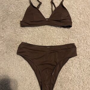 Brown Triangle Bikini Set